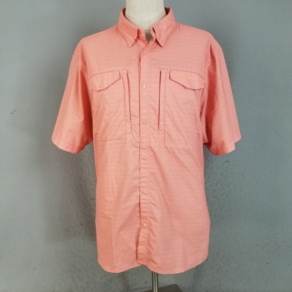 SWC Fishing Shirt Mens XXL Coral Saltwater Culture Vented Dri-Fit Short Sleeve